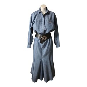 VTG Liz Claiborne DENIM Western Dress SZ 6